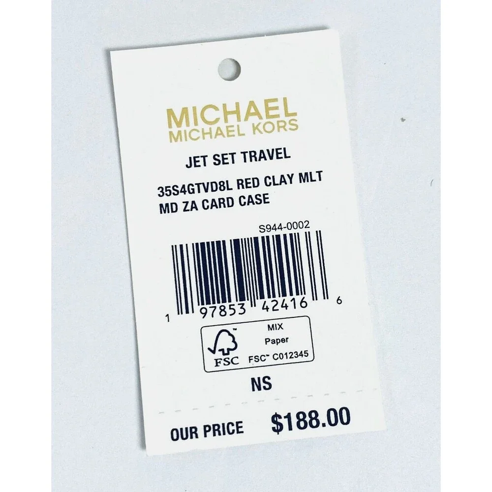 Michael Kors Jet Set Travel Card Case Wallet Red Clay Multicolor 35S4GTVD8L NWT